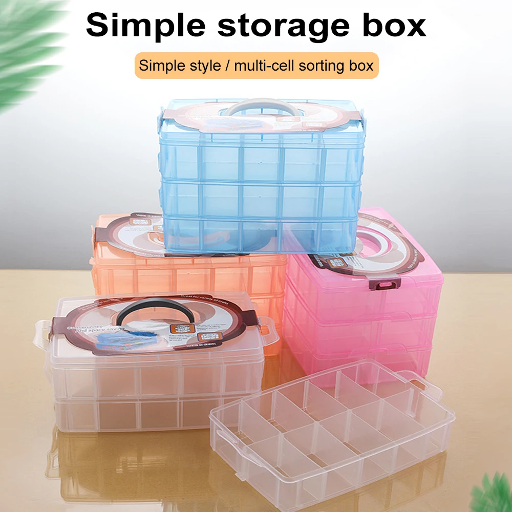 

Portable Boxs 3 Layers 30 Grid Removable Storage Box Covered Storage Box King Tights Toy Plastic Storage Box