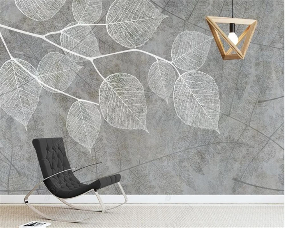 

Custom wallpaper mural modern fresh Nordic leaf line sofa TV background wall home decoration painting 3d wallpaper