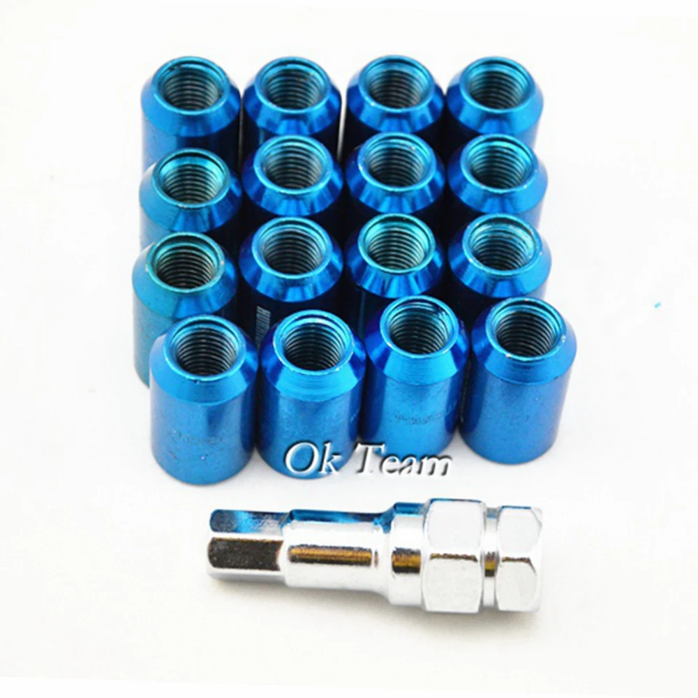 16 Pcs 12x1.5mm Auto Car Racing Alloy Wheel Lug Nut Nuts Kit Sets Screw Blue New