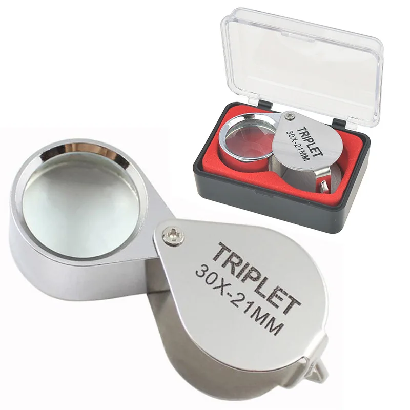 

Metal Jewelry Magnifying Glass Jewelers Eye Tool Jewellery Folding Loupe Glass Lens Magnifying Triplet Glass Jewelry Diamond