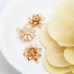 (1547)4PCS 17.5x19.5MM 24K Champagne Gold Color Plated Brass Flower Lotus Charms Pendants High Quality Diy Jewelry Accessories