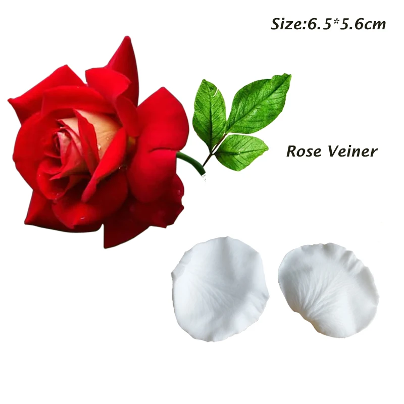 2 Styles Large Rose & Leaf Veiner Silicone Mold Cake Decorating Tools Chocolate Gumpaste Clay Weeding ,Sugarcraft Moulds CS411