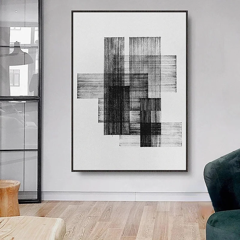Abstract Modern Black and White Line Canvas Painting Posters and Prints Wall Art Picture for Living Room Home Decor Cuadros
