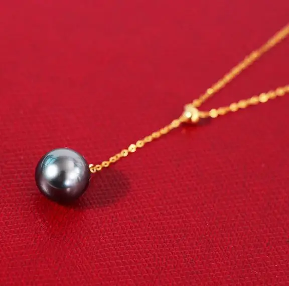 

Jewellery 10-11mm Natural Tahiti Black Pearl Pendant pendant Chain