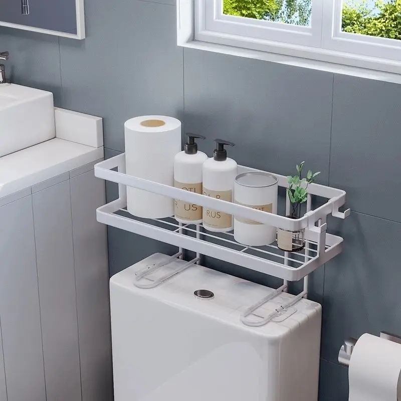 

Bathroom Above The Toilet Rack The Toilet Bathroom Wall Hanging Multi-function Punch-free Vanity Toilet Storage Shelf