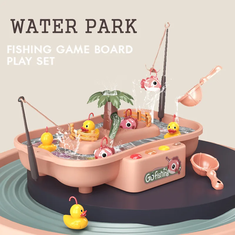 Children's Magnetic Fishing Toy Music Electric Circulation Fishing Duck Fishing Platform Water Play Game Toys for Kids Gift