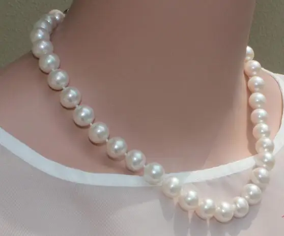 

classic 10-11mm south sea round white pearl necklace 18inch