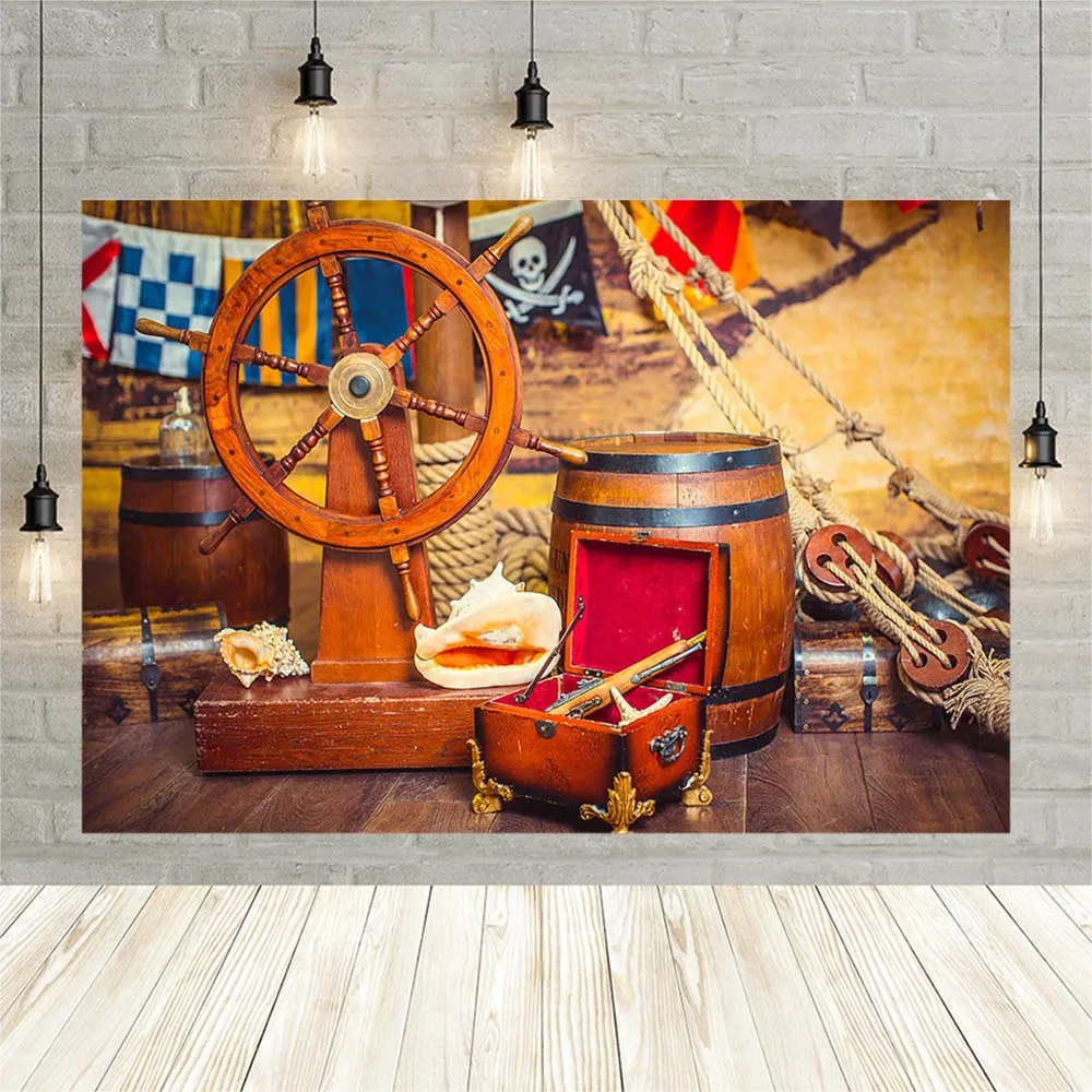 Avezano Pirate Theme Boy Birthday Party Backdrop Old Treasure Adventure Wooden Deck Background For Photo Studio Photography Prop