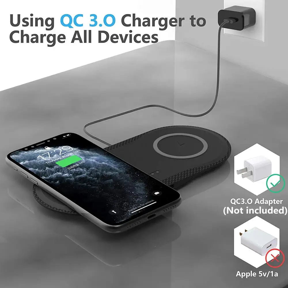 2 in 1 30W Dual Seat Wireless Charger for Samsung S24 S23 S22 Double Fast Charging Pad For IPhone 16 15 14 13 12 11 Airpods Pro