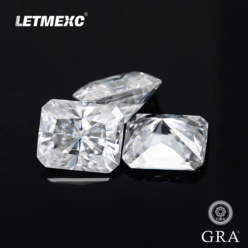 

Letmexc Top Colorless Super White Moissanite Gemstone Diamond Radiant Cut D Color VVS1 with GRA Certificate for Custom Jewelry