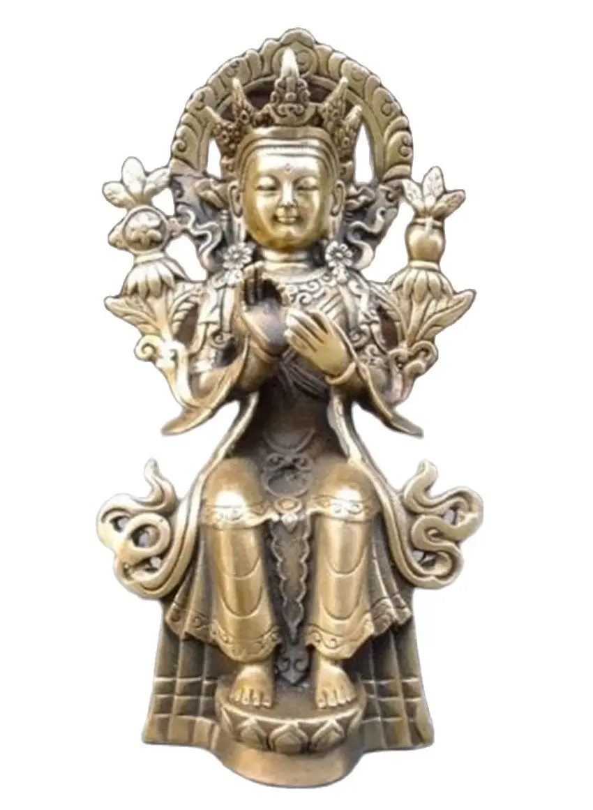 

China's Tibet Buddhism bronze goddess guanyin bodhisattva figure of Buddha statue decoration metal handicraft