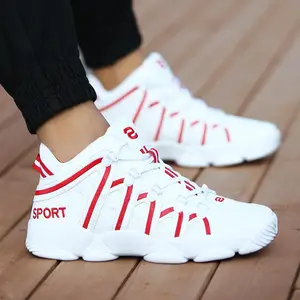 أحذية الجري الجلدية PU كبيرة الحجم الرجال أحذية رياضية بيضاء أحذية رياضية نسائية للرجال أحذية المشي سلة حمراء GME-0105 أفضل 6 مبيعات حزام النعال هاواي - رقم 4