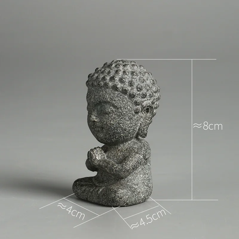 Mini Buddha-Statue aus Naturstein, handgeschnitzte Meditationsfigur, orientalische Zen-Heimdekoration, Geschenk für die spirituelle Kultur des Ostens, 8 cm – Detail 2