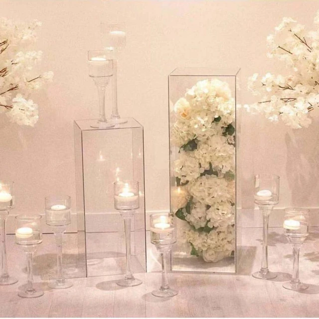 

2pcs/set)wedding decoration acrylic rectangle cake tables perspex square plinths yudao242