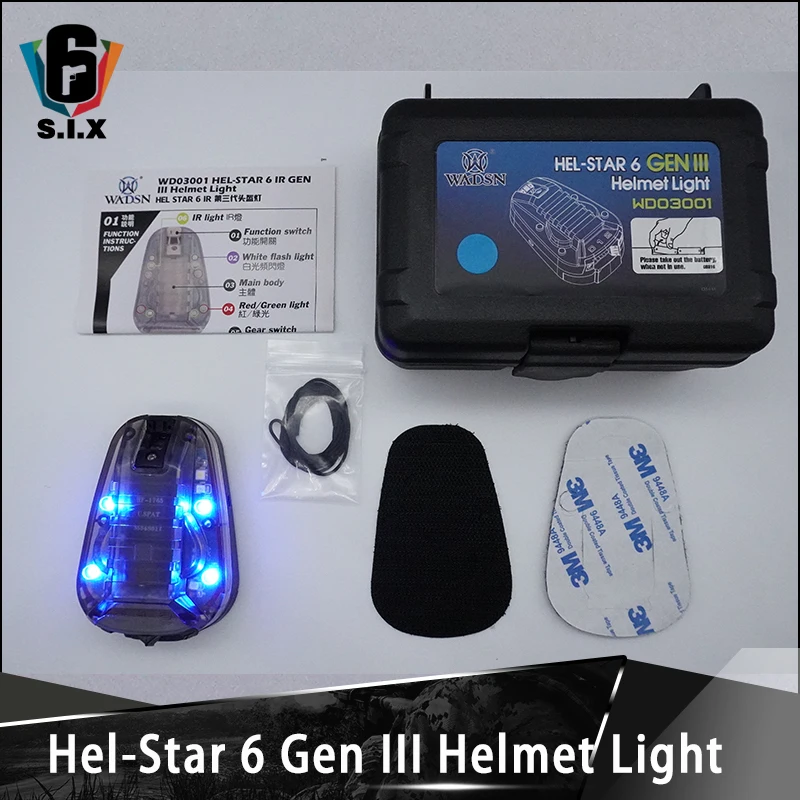 

Tactical Survival Helmet Light HEL STAR 6 GEN iii Signal Green Red BLue IR Strobe Flashlight IP67 Waterproof