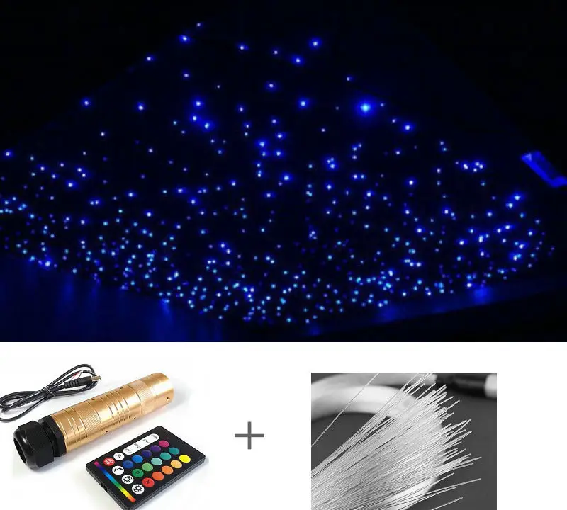 

12V 10W RGBW LED Fiber Optic Light Engine Source Sound Audio Remote App smart Controlled Ceiling star DIY+0.75mm optical cable