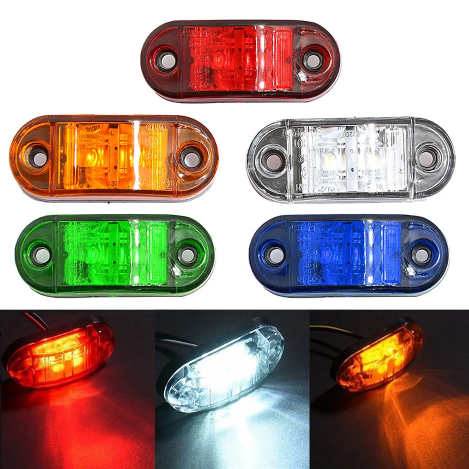 1pc 12v 30v Led Side Marker Lights for Trailer Trucks Caravan Side Clearance Marker Light Lamp Led Lorry Amber Red White