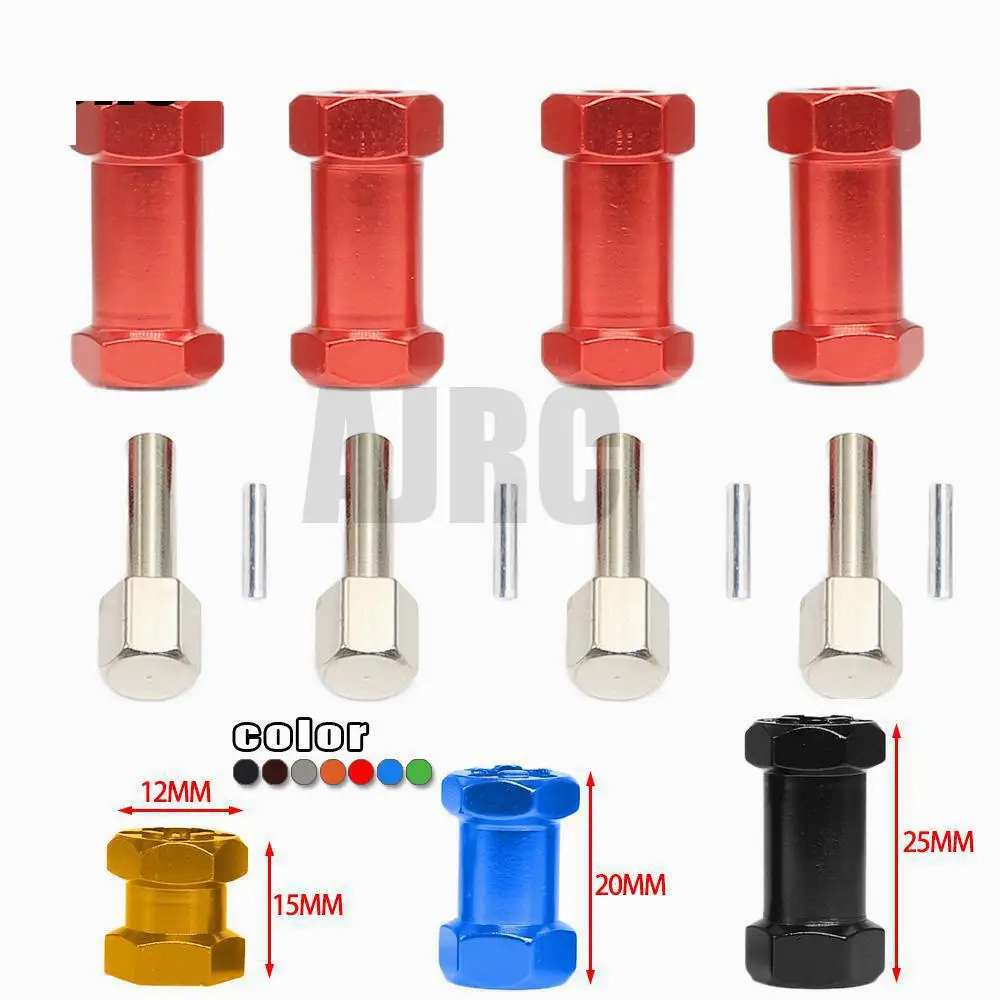 

4Pcs SCX10 Aluminum 12mm Hex Wheel Hub Drive Adapter 15/20/25mm Extension Combiner For 1/10 RC Car Crawler Axial SCX 10 D90