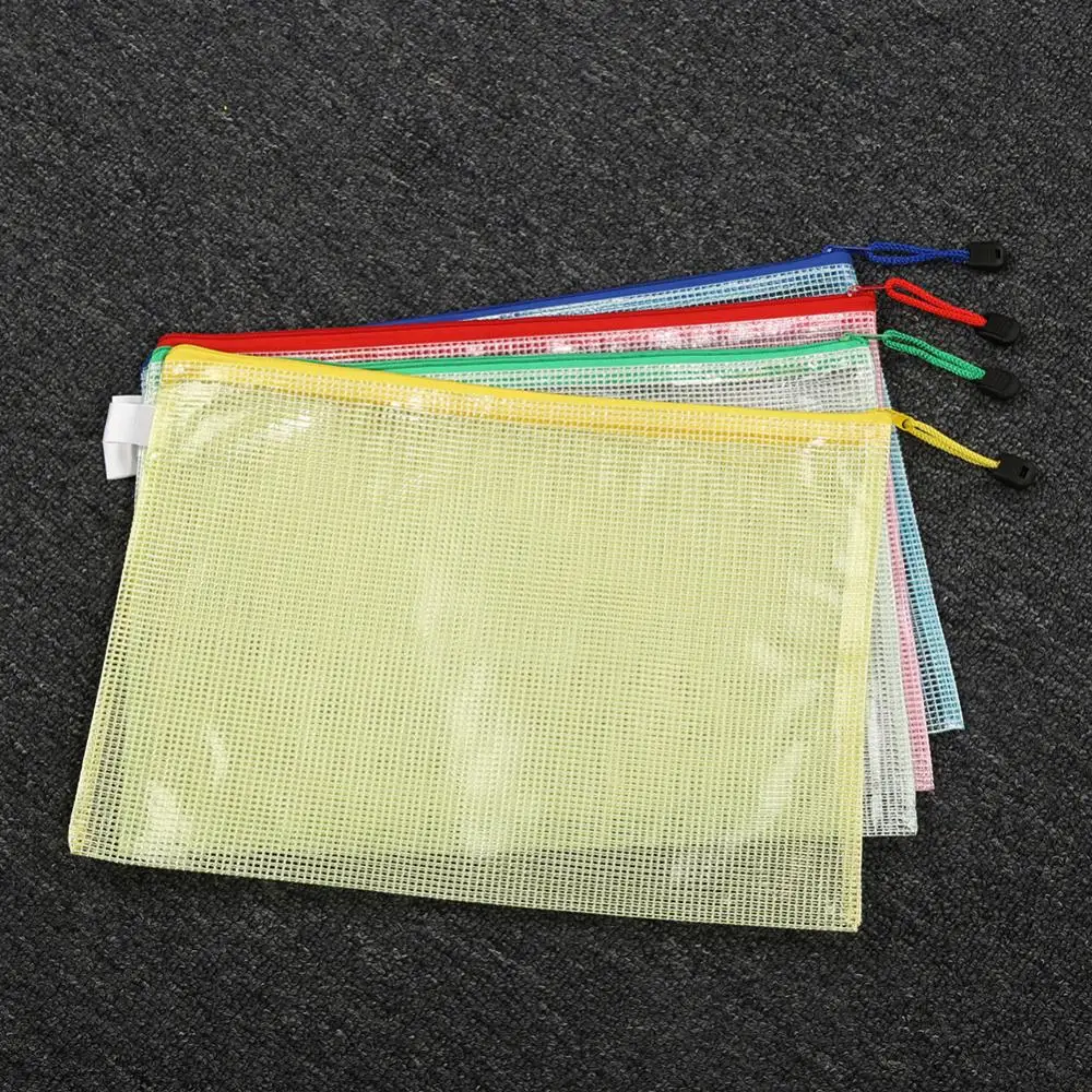 File Bag Plastic Waterproof Zipper Bag File Storage Document Protective Folder File Storage School Stationery