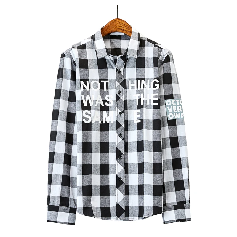 New Summer Fashion Red And Black Plaid Shirt Men Shirts   Mens cotton Checkered Shirts  Long  Sleeve Shirt Men Blouse CS71