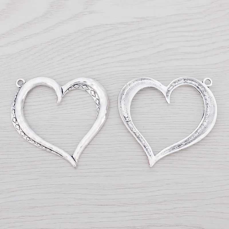 5 x Tibetan Silver Color Hollow Open Large Heart Charms Pendants for DIY Necklaces Jewelry Making Findings accessories 57x53mm