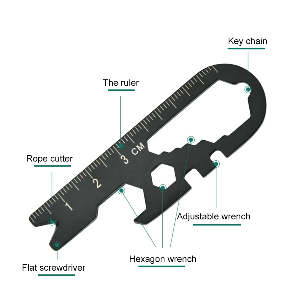 Outdoor Tools Steel Pocket EDC Gear Multi Tool Keychain Keyring Pry Crowbar Bottle Opener Wrench Screwdriver Gadget Tool