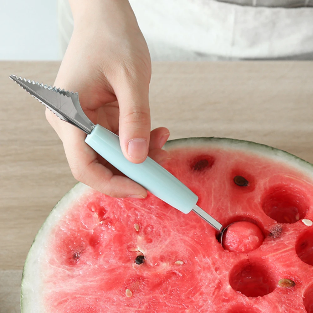 2In1 Ice Cream Ball Spoon DIY Assortment Fruit Digging Spoons Grapefruit Scoop Kitchen Tool Watermelon Fruit Carving Gouge Knife