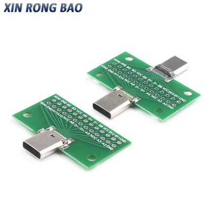 Type-C Male to Female USB 3.1 Test PCB Board Adapter Type C 24P 2.54mm Connector Socket For Data Line Wire Cable Transfer