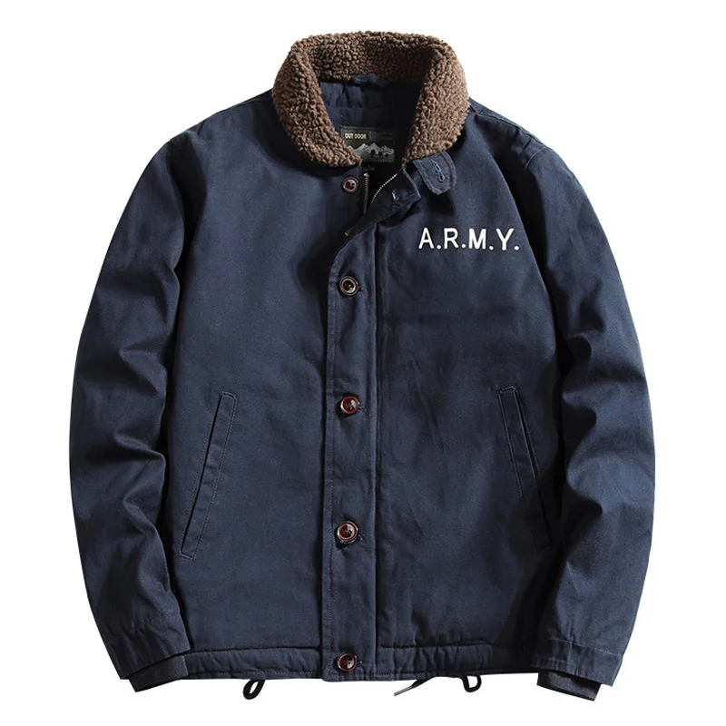 LetsKeep Winter Army Jacket Men Fleece Fur Collar A.R.M.Y Jackets Men\'s Outwear for Male 2021 Coats M- 4XL 5XL ,ZA581