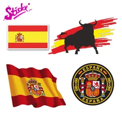 STICKY Bull Skull Sticker With Flag Badge Brand Car Sticker Decal Decor For Car Motorhome Laptop Spain Motorcycle Off-road