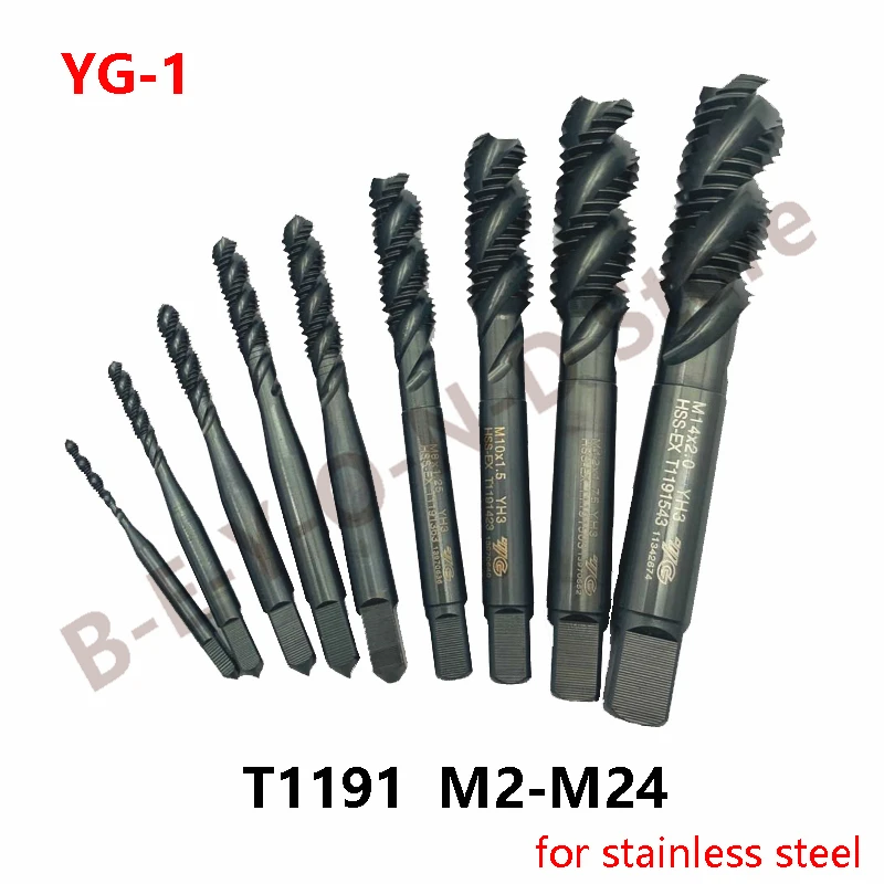 

100% Original YG1 T1191 Spiral Flute Taps for Blind Holes in Stainless Steel M2 M2.5 M3 M4 M5 M6 M8 M10 M12 M14 M16 M18 M20 M24