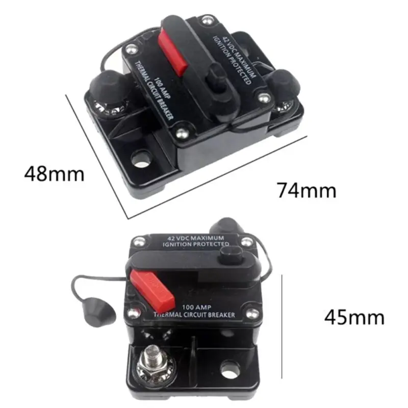 Waterproof 30A-300A Circuit Breaker Trolling with Manual Reset Car Boat Manual Power Protect for Audio System Fuse Car 12V-48VDC