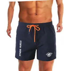 Bermuda Summer Men Beach Shorts Mesh Lining Swim Short Pants Quick Drying Men Surf Beach Shorts Fitness Muscle Water Sports Pant