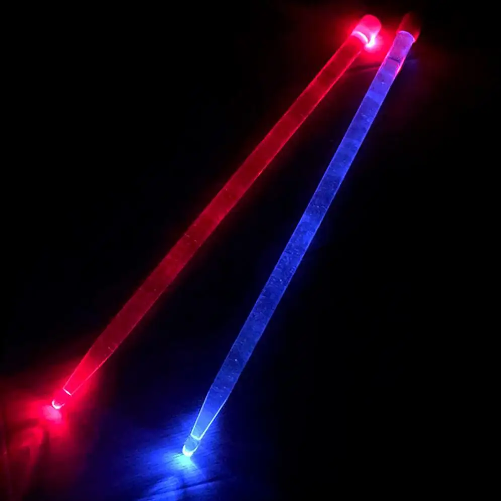 5A Acrylic Drum Stick Red & Blue Glow Alternately Noctilucent Glow in The Dark Stage Performance  Luminous Jazz Drumsticks