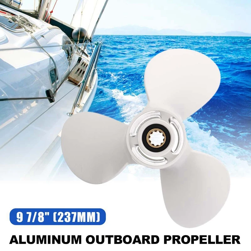 Marine Engine Outboard Propeller 664-45947-01-El 9 7/8 X 11 1/4 for Yamaha 20-30Hp Aluminum Alloy 3 Blade Black 10 Spline Tooth