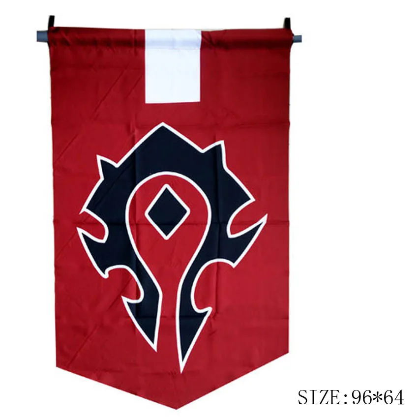 Horde Alliance-Bandera de Dacron para fiesta de Cosplay, 128x64cm