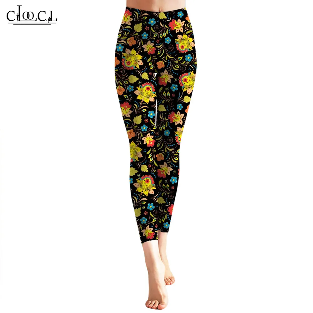 Cloocl mulheres leggings havaí bohemia impressão cintura alta elasticidade legging 3d casual feminino para fitness ao ar livre calças de jogging