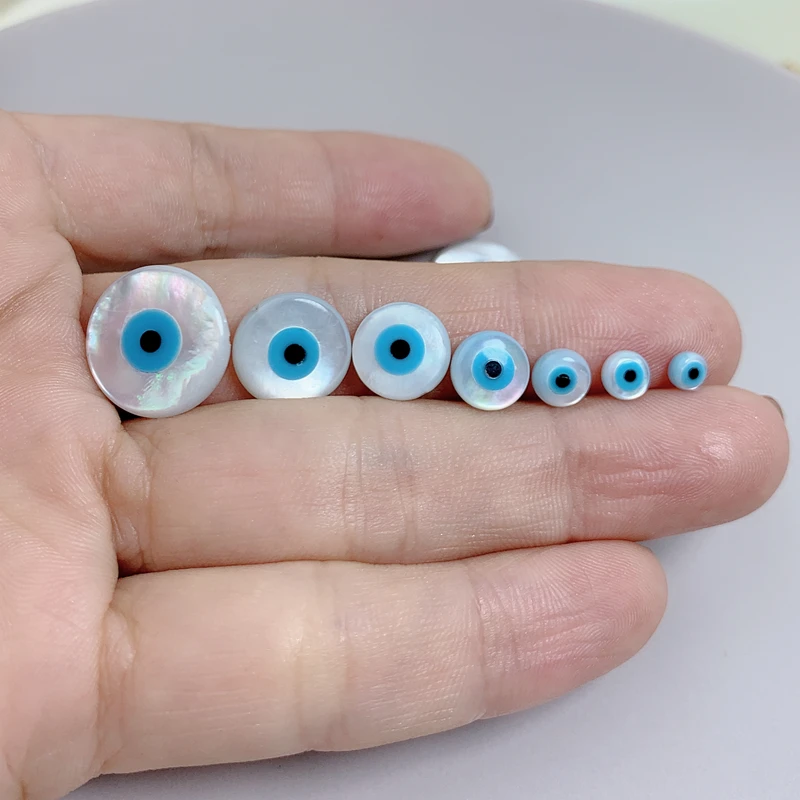 10Pcs/Pack Evil Eye Natural Pearl Shell Beads For Bracelet Necklace diy Jewelry Making Accessories 4/5/6/8/10/12/15mm