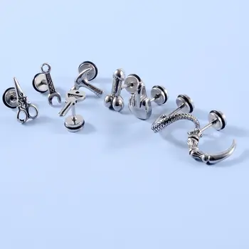 PUTITUP官方F136鈦合金哥德風耳環套裝 時尚耳骨穿孔唇釘 萬聖節穿孔飾品 10 最佳銷售 歌德式穿孔 - №7