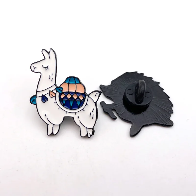 Cartoon alpaca brooch, cute hedgehog, all-match alloy enamel pin, bag decoration badge, gift for friends