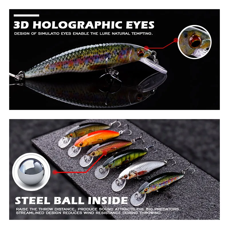 Agoie 55mm/3g przynęta wędkarska jakość Mini Minnow przynęta plastikowa twarda przynęta Pesca sztuczne szczupaki woblery Crankbait przynęta na ryby — zdjęcie 6