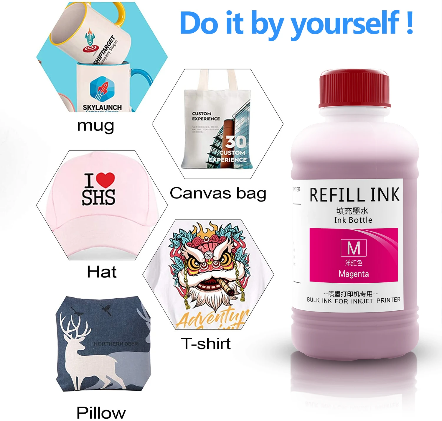 250ml/Bottle Refill Dye Sublimation Ink Heat Transfer Ink Heat Press Ink For Epson Printer Use For Mug Cup T-Shirt Mask