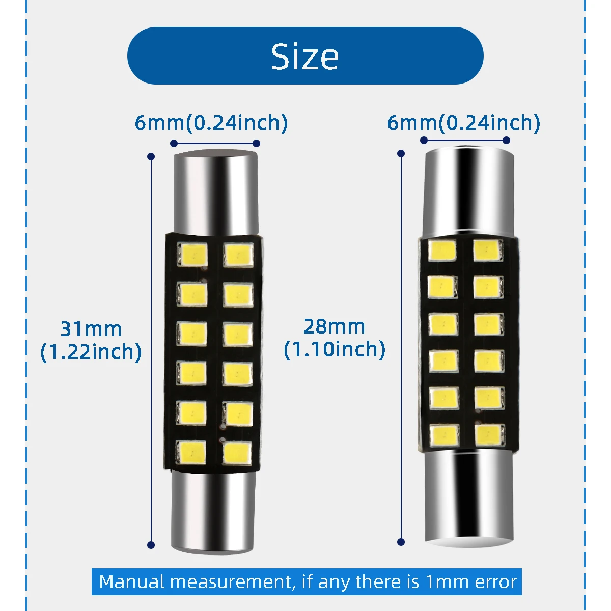 AC DC 12V 28mm 31mm 4PCS 6612F 6614 T6 2016 SMD Auto Car Led Bulb Vanity Mirror Dome Reading Sun Visor Roof Light Warm White