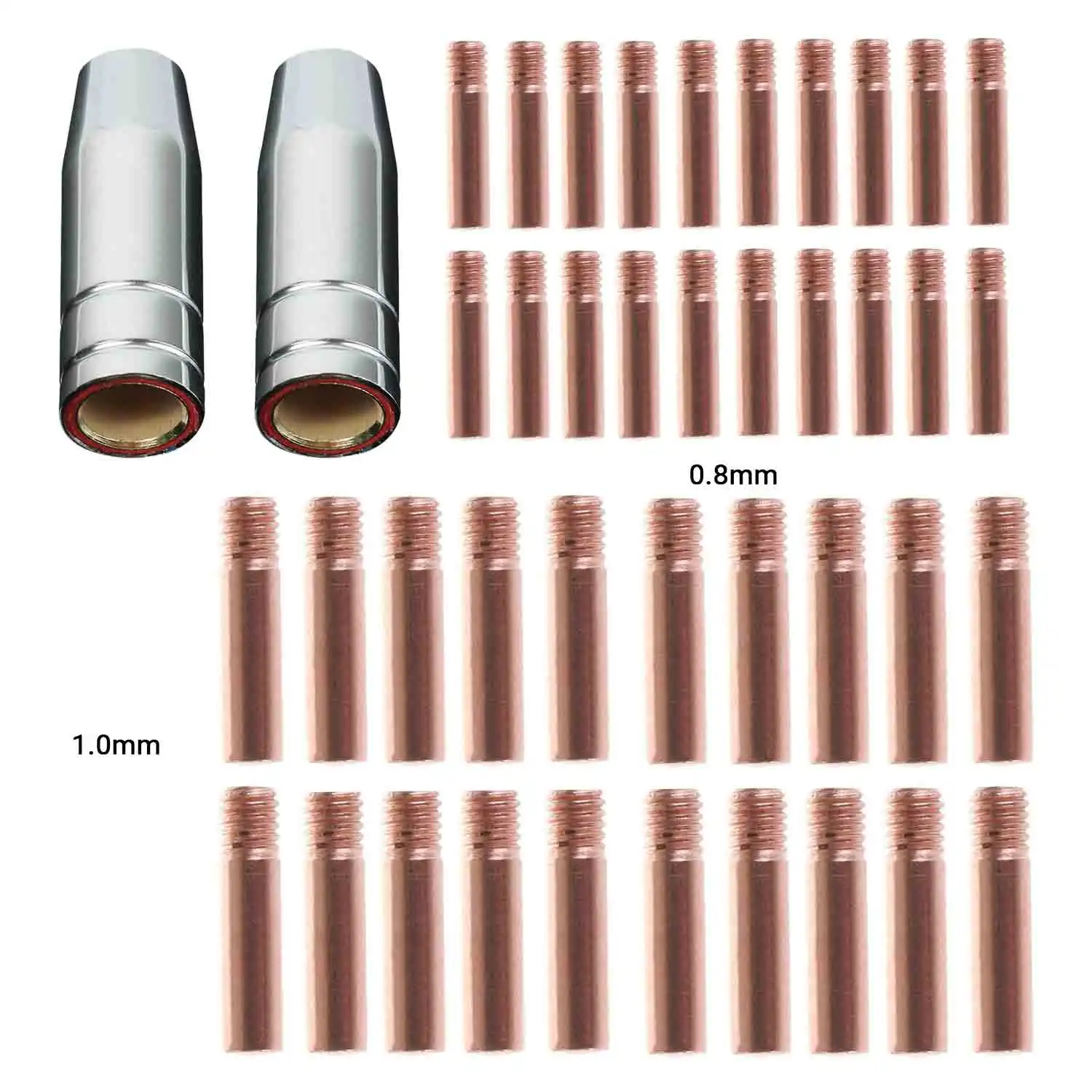 42 Pieces Mig Torch Gun Tips AK15 Contact Consumables 0.8mm1.0mm  Type MB15 Torch Tips or Nozzel