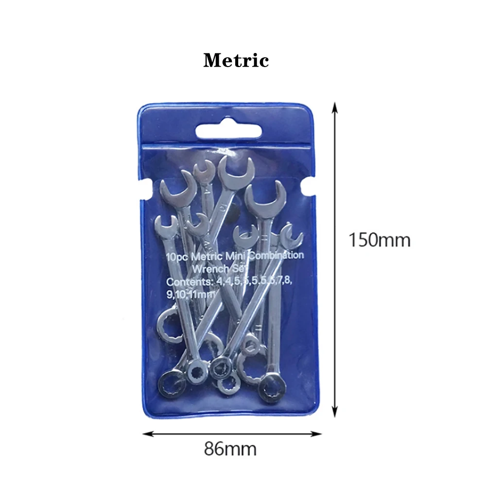 Imagem -06 - Metric Inch Mini Wrench Espelho 411 mm Open End Grupo Ferramentas de Reparo do Carro Chave Combinada Multitool Plum 10 Pcs