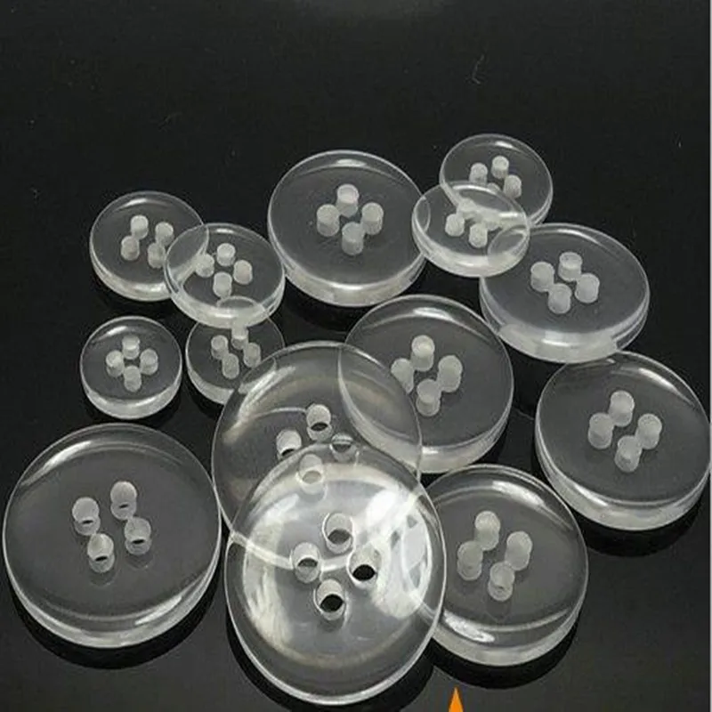 Resin Shirt Buttons, DIY Apparel Sewing Button, Transparent Plain Round, 4 Holes Flatback, 1000 PCs/Lot