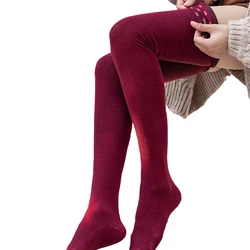 Spring Cotton Thigh Socks for Women Rib Cuff Anti-slip Long Stockings Female Outdoor Athletic Leisure wear Keep Warm Socks