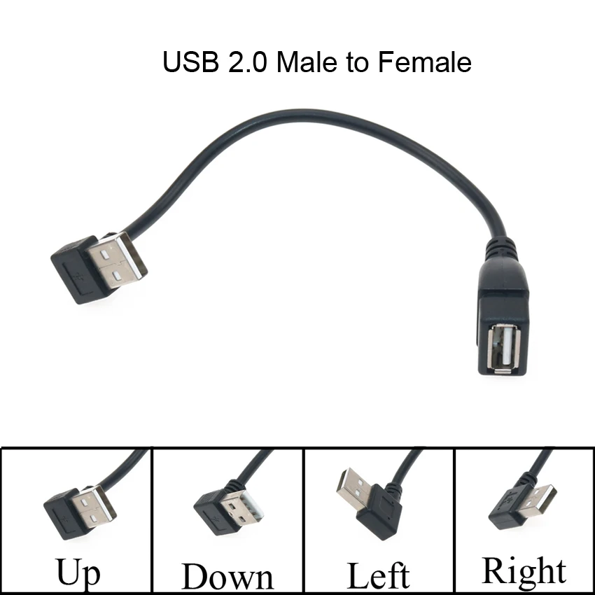 

USB 2.0 A Male to Female 90 Angled Extension Adaptor cable USB2.0 male to female right/left/down/up Black cable cord