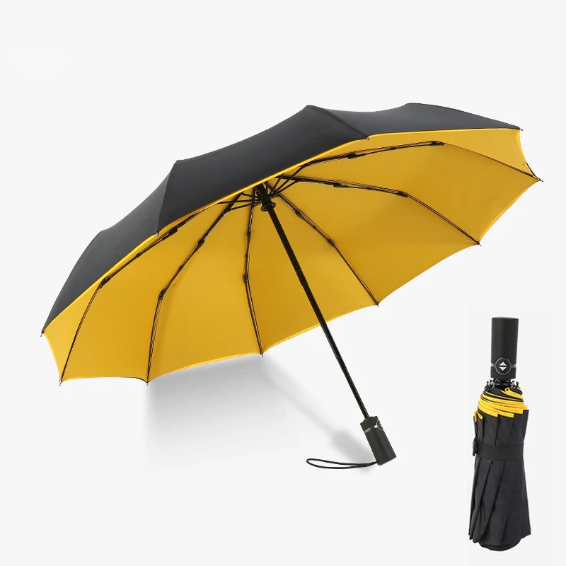 

Automatic Folding Double Yellow Umbrella Female Male Ten Bone Car Luxury Large Business Umbrellas Men Rain Women Gift Parasol