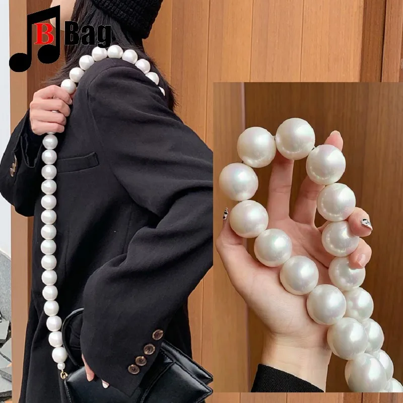 Corrente de bolsa pérola para mulheres, alça de ombro, correntes de substituição, pingente frisado, decorativo, acessórios de joias, meninas, 8-30mm